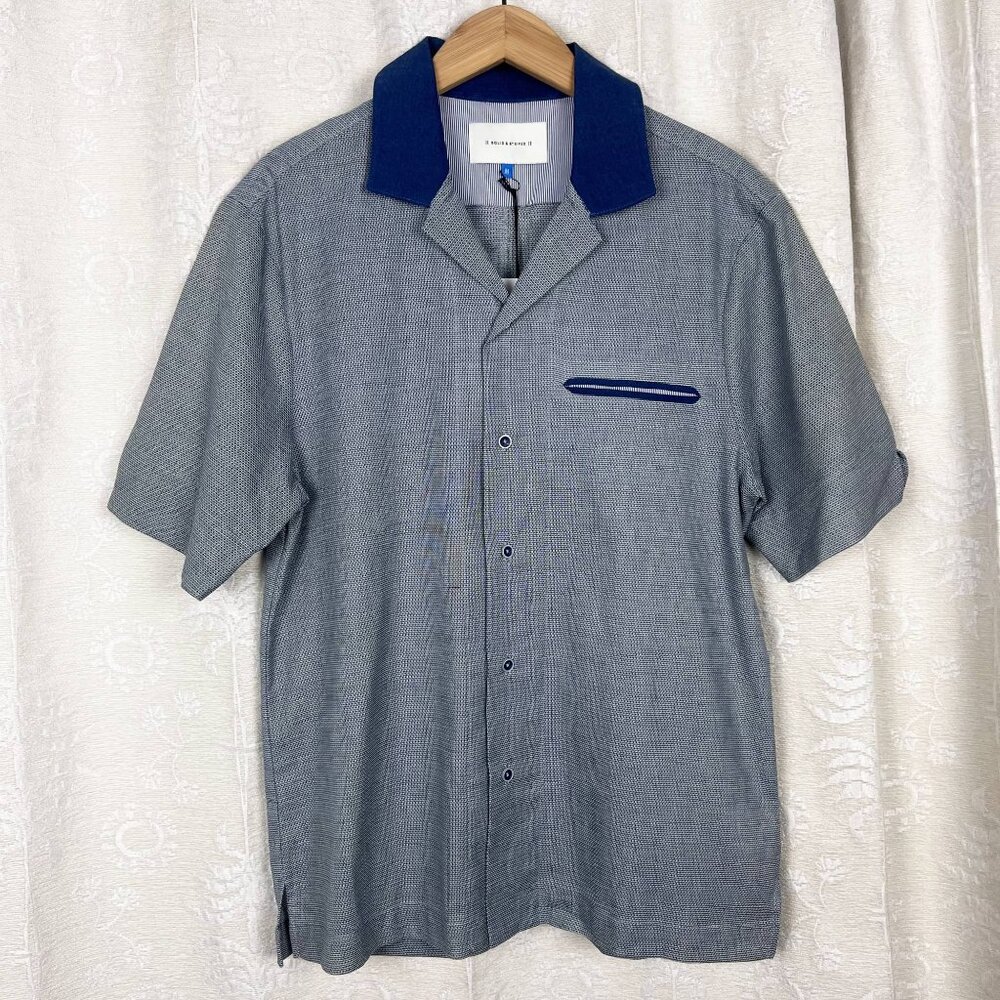 Solid & Striped men's The Ripley button-up shirt Indigo Blue short sleeve M